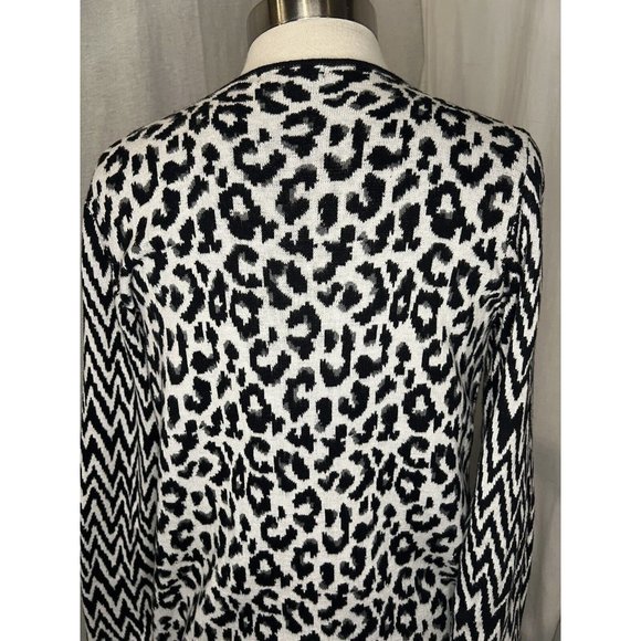NOTATIONS Women's Cardigan Size M Black & White Animal Long Sleeve 100% Cotton - Picture 11 of 15